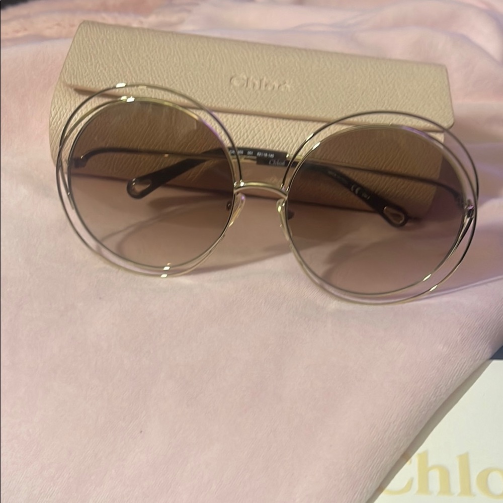 Chloe Gold Double-Frame Sunglasses